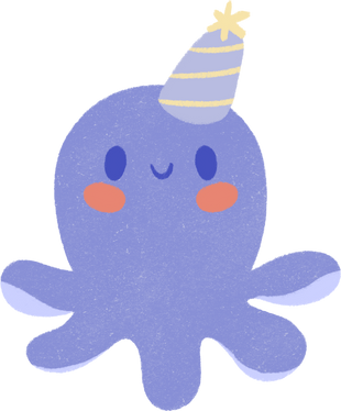 Handdrawn Textured Cute Octopus 